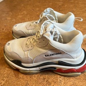White balenciaga shoes with black and red trim! Only wore twice! No marks!